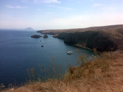 A view of the Cavern Point Loop hiking trail overlooking the ocean